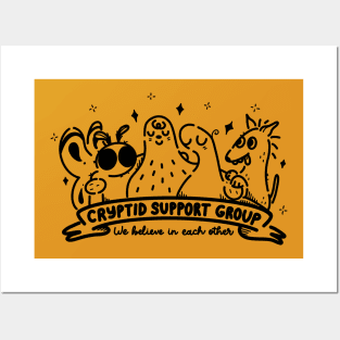 Cryptid Support Group in Black Posters and Art